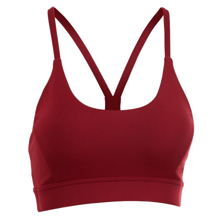 Back Mesh Triangle Push Up Sports Bra Top Fitness Racerback