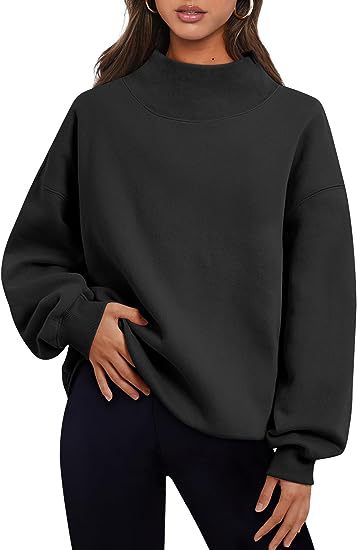 Pullover Sweatshirt Solid Color Loose Tops Round Neck Hoodie