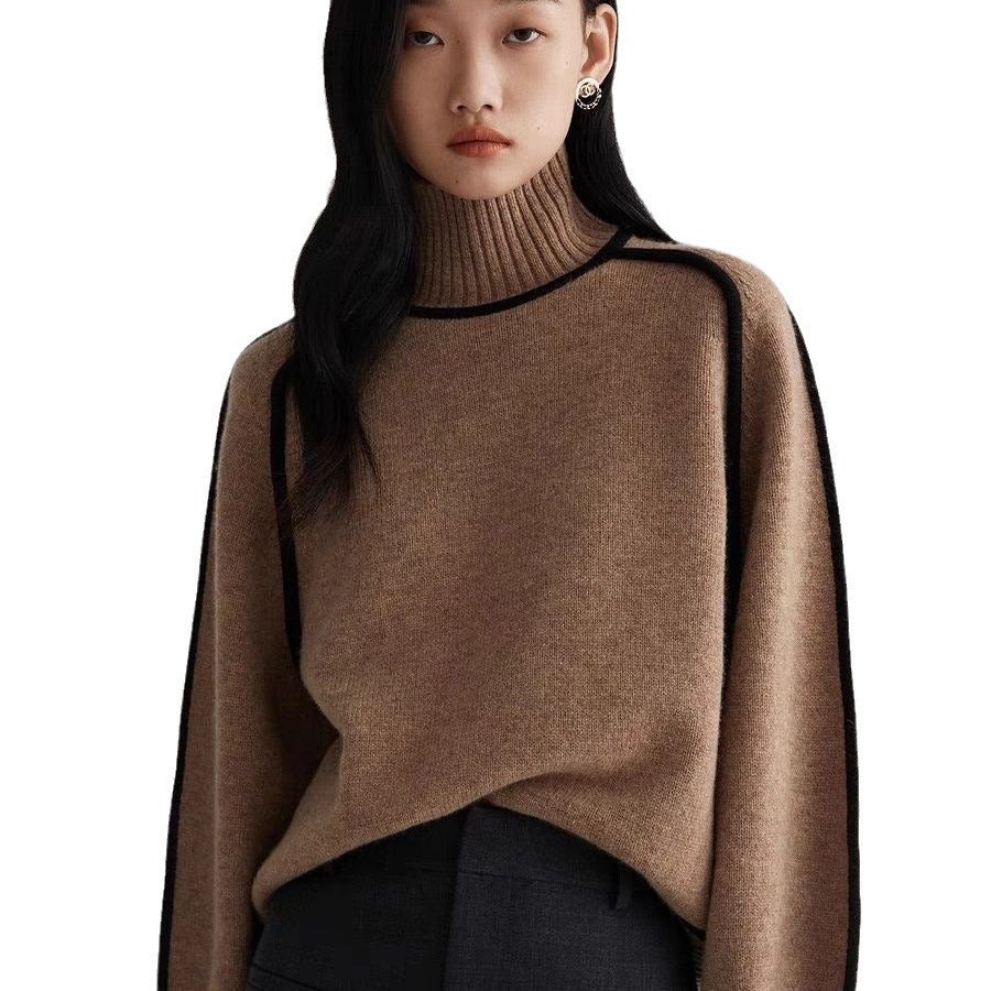 Autumn And Winter Half Turtleneck Three-dimensional Sweater