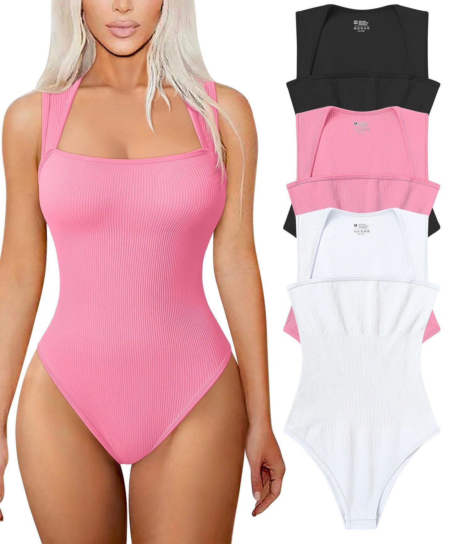 Thread Square Neck Jumpsuit Sleeveless Slim Fit
