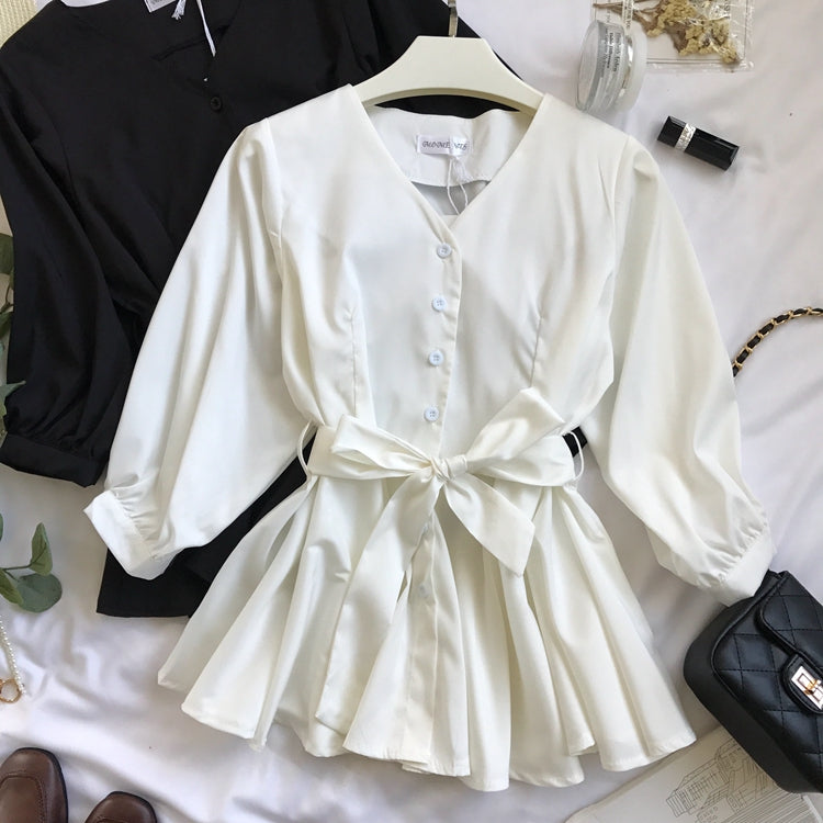 Lantern Sleeve Shirt Blouse Female