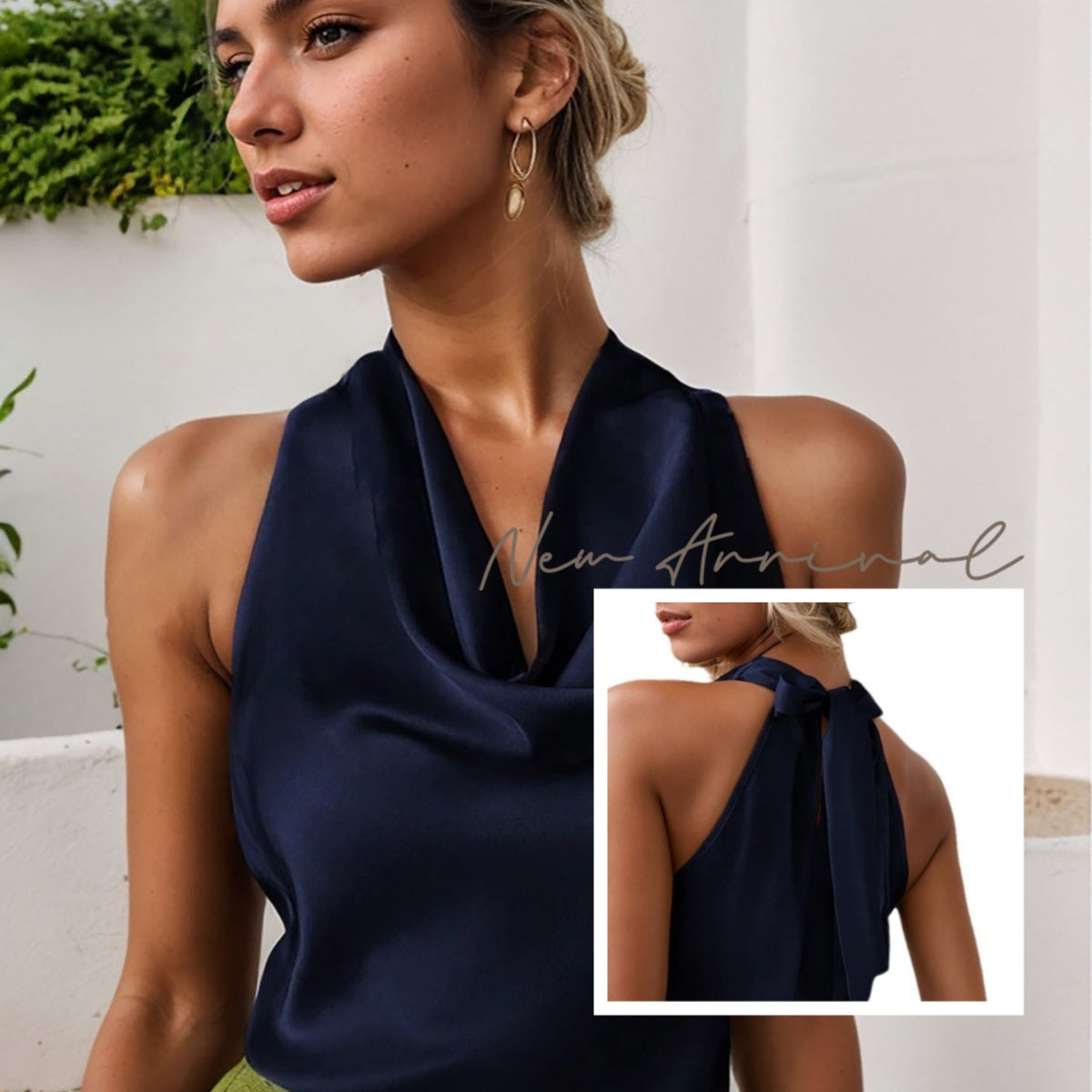 Women Solid Color Swing Collar Sleeveless Vest Trendy Elegant
