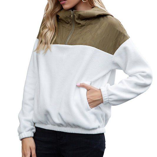 Loose plush sweater with pullover hood