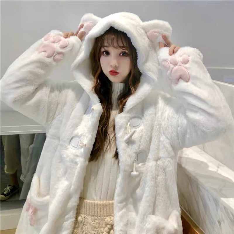 Plush coat thickened plus fleece coat women's clothing