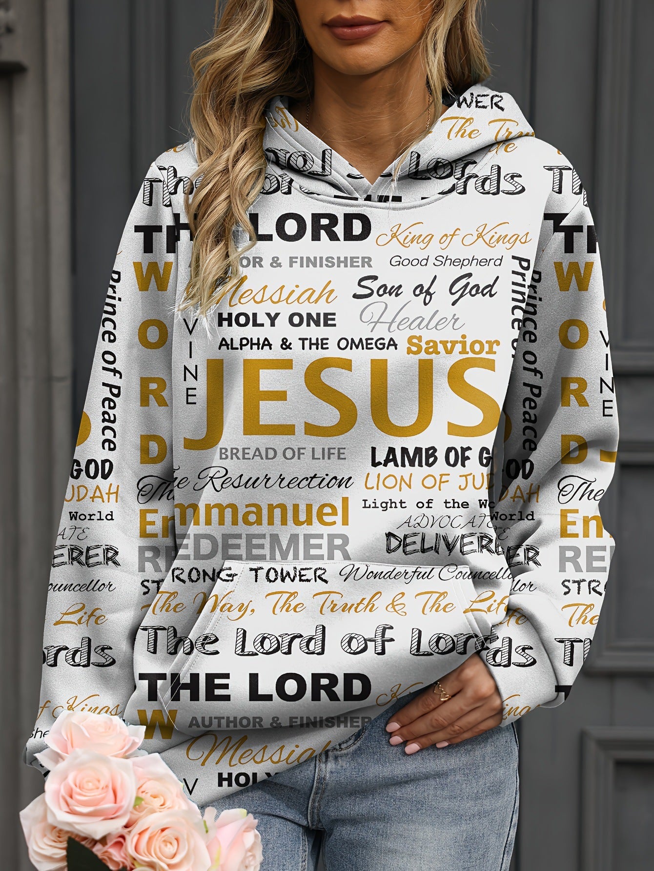 Letter Print Hoodie Casual Kangaroo Pocket Long Sleeve Sweatshirt