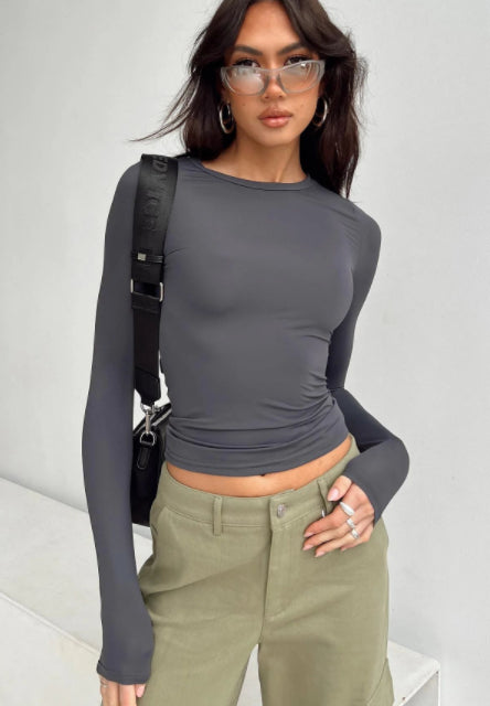 Women's Clothing Fashion Slim Long-sleeved Pullovers Tops