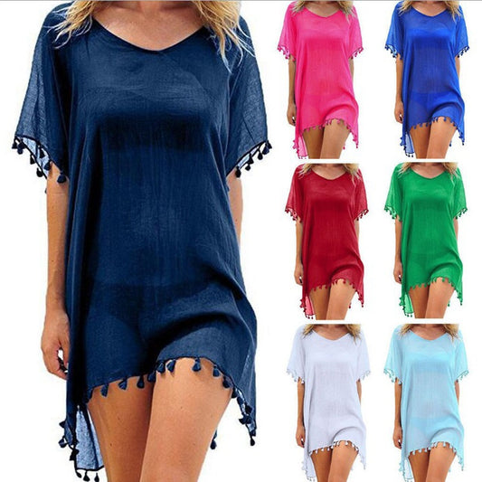 Women Blouses Loose Chiffon Dress Summer Beach