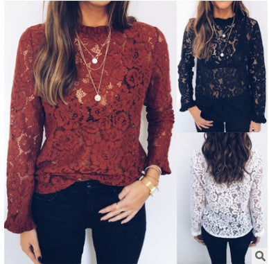 European and American lace sexy blouse