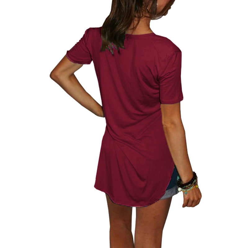 V-neck short-sleeved T-shirt women