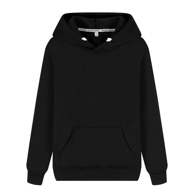 Non-Fleece Solid Color Hooded Pullover Sweater