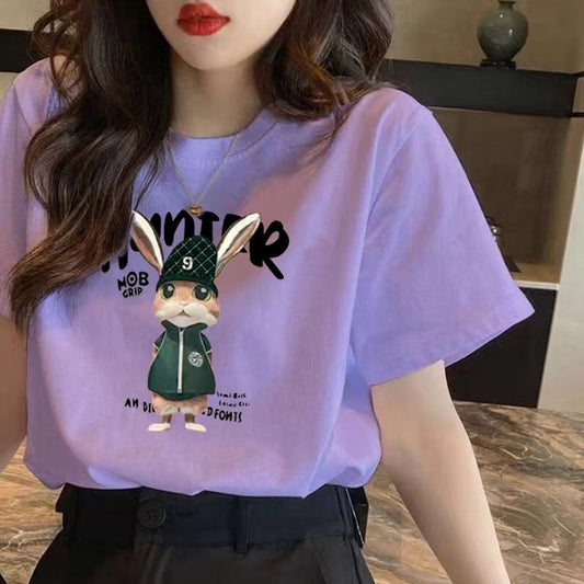 Colorful Right Shoulder Short T-shirt Half Sleeve