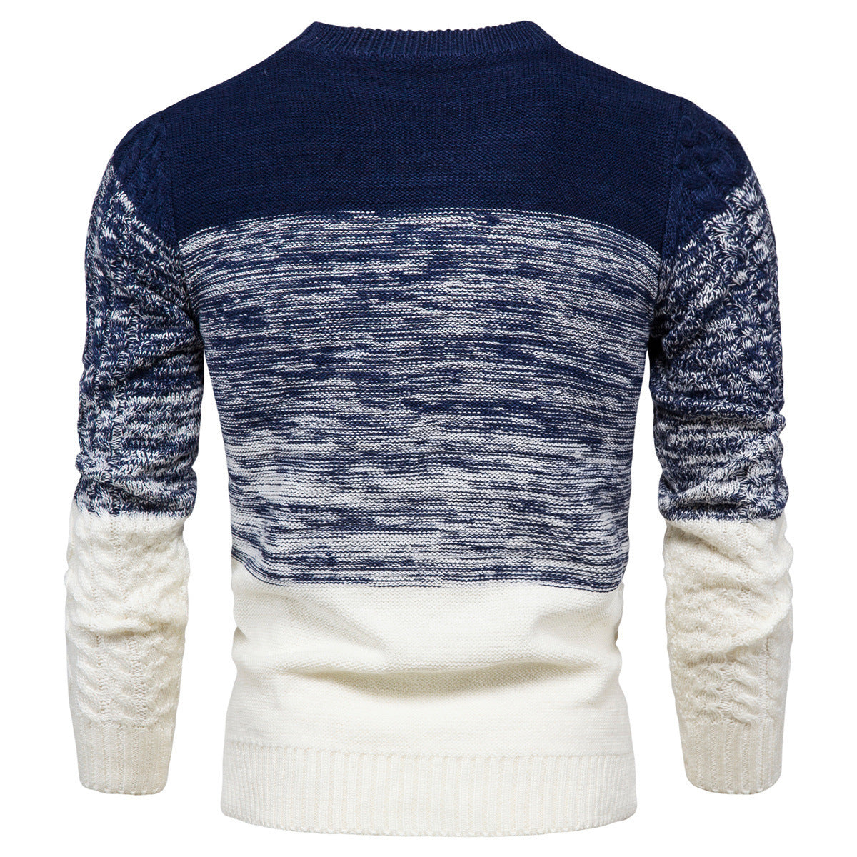 European And American Men's Large Hemp Flowers Gradient Stitching Sweater Sweater