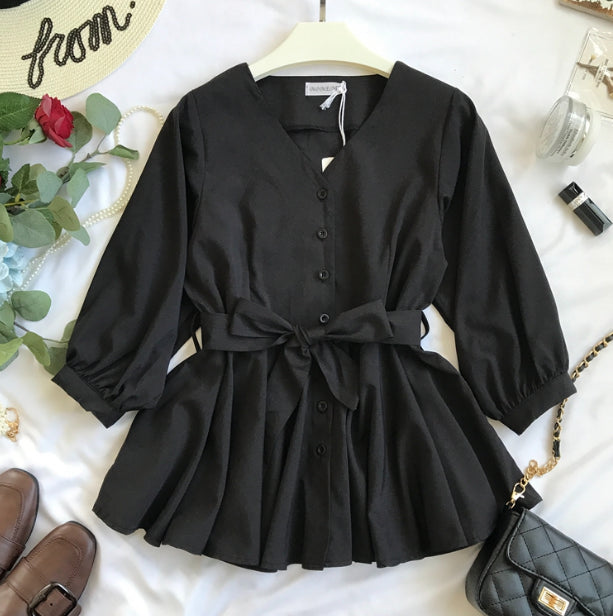 Lantern Sleeve Shirt Blouse Female