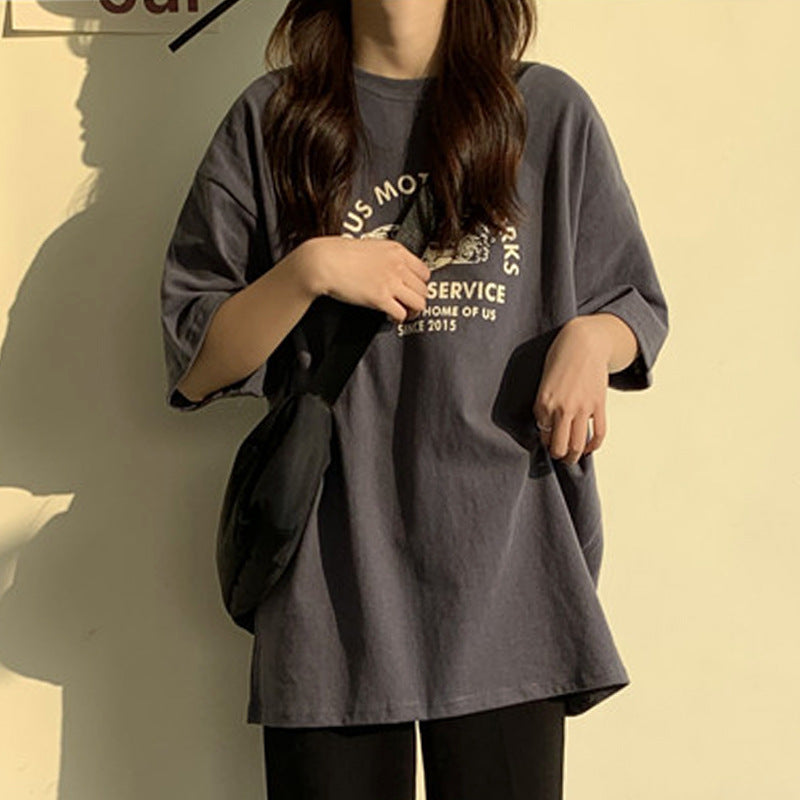 Women Short Sleeve T-shirts Print Casual Korean Style