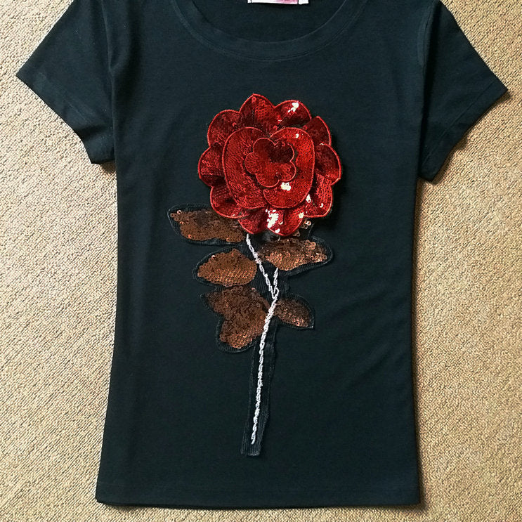 Rose Short Sleeve Fashion T Shirt