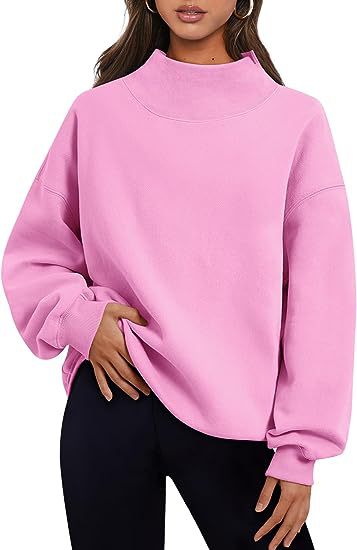 Pullover Sweatshirt Solid Color Loose Tops Round Neck Hoodie