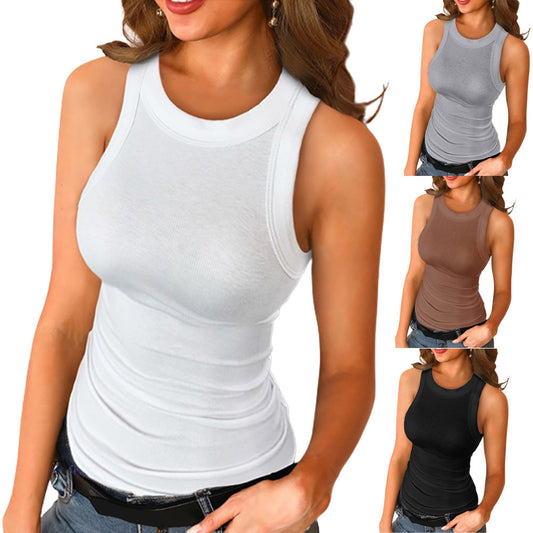 Basic Shirt Round Neck Sleeveless Tops Camisole