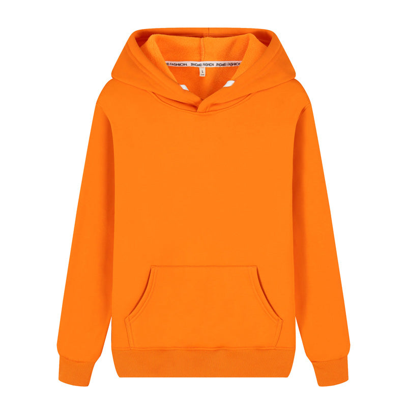 Non-Fleece Solid Color Hooded Pullover Sweater