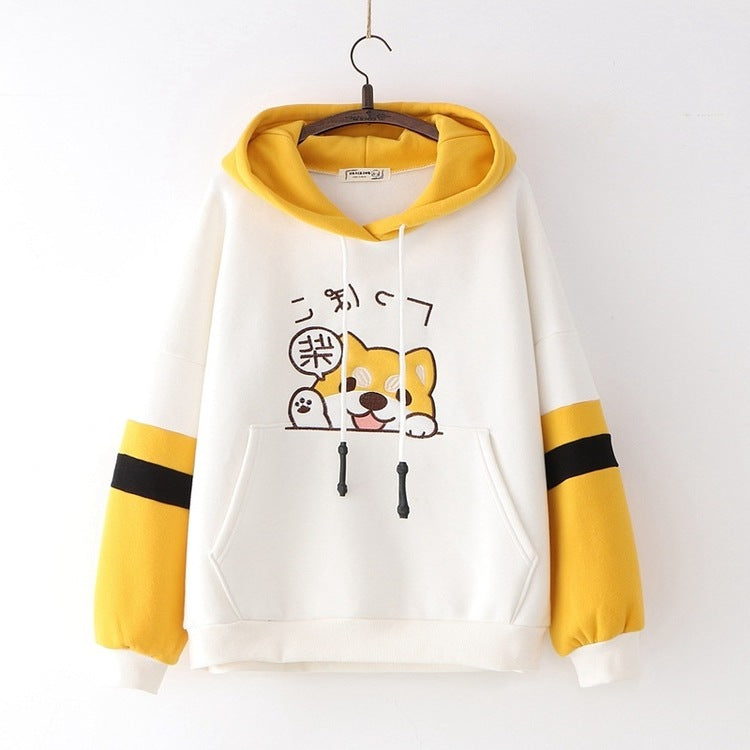 Puppy print long sleeve hoodie