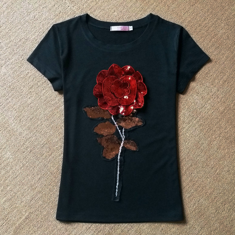 Rose Short Sleeve Fashion T Shirt