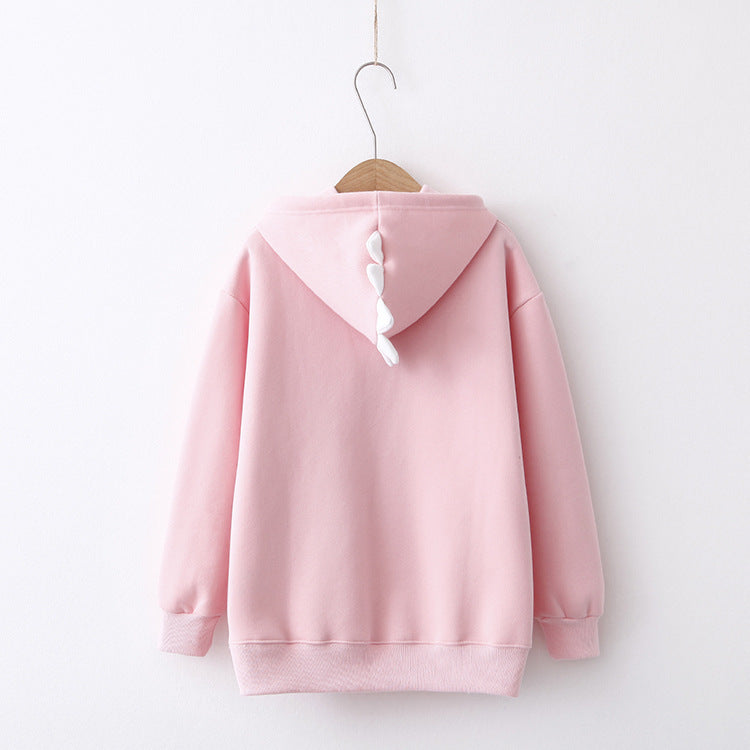 Printed and fleece hooded sweatshirt