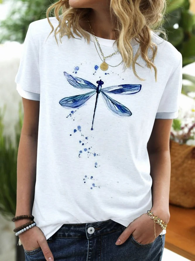 Dragonfly Short Sleeve Printed T-shirt Women