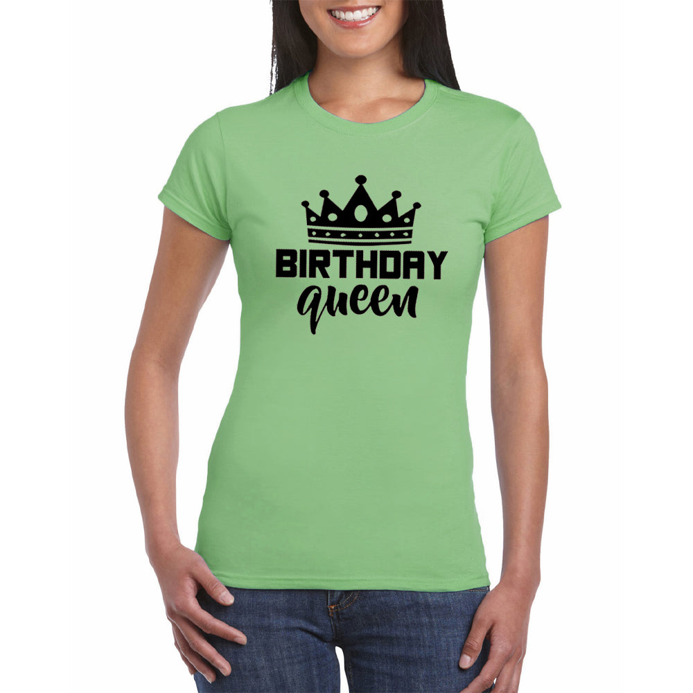 Women Queen Letter Print Short Sleeve T Shirt Cotton