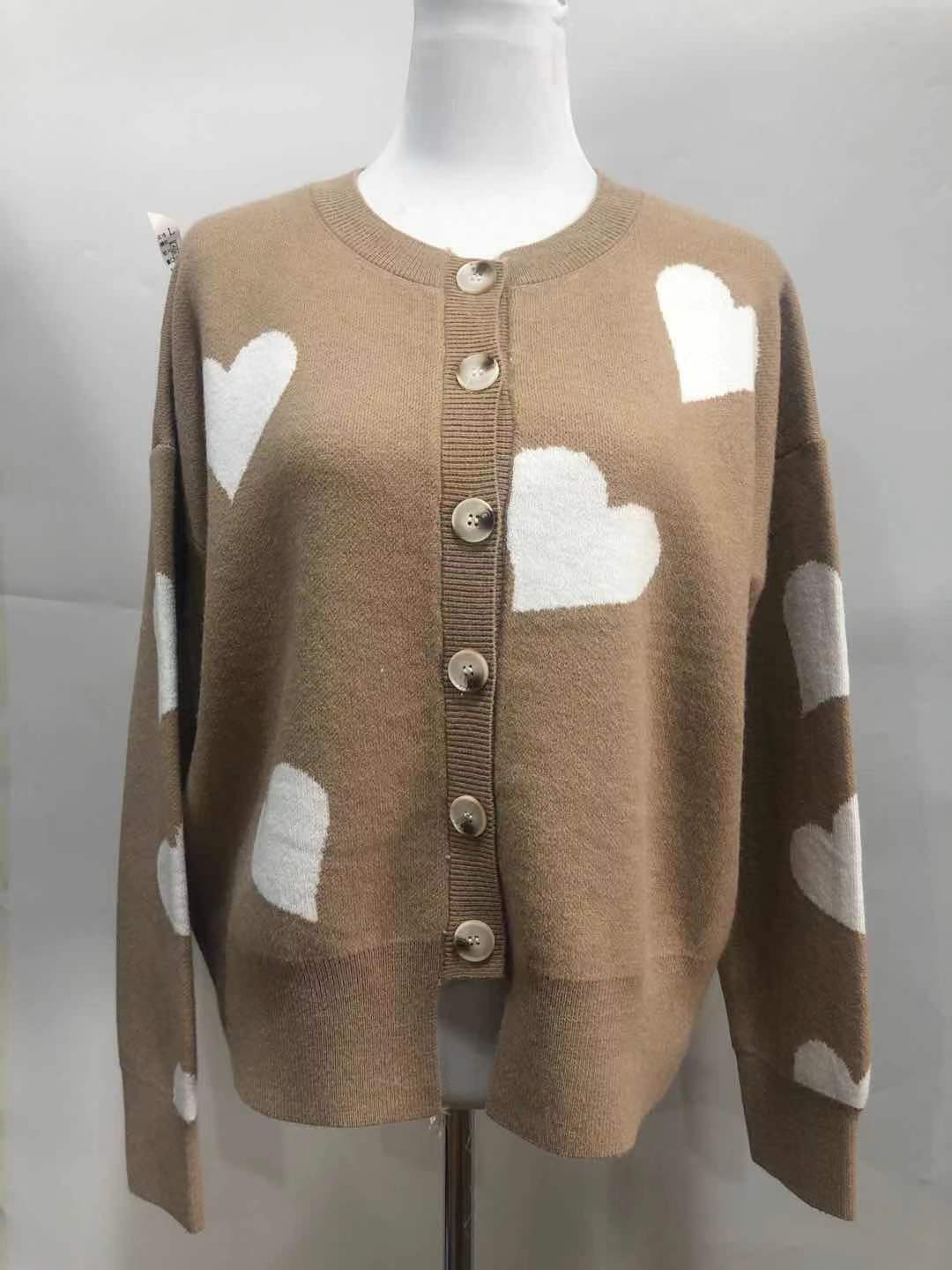 Women's Heart Sweater Single Breasted Cardigan Knitwear