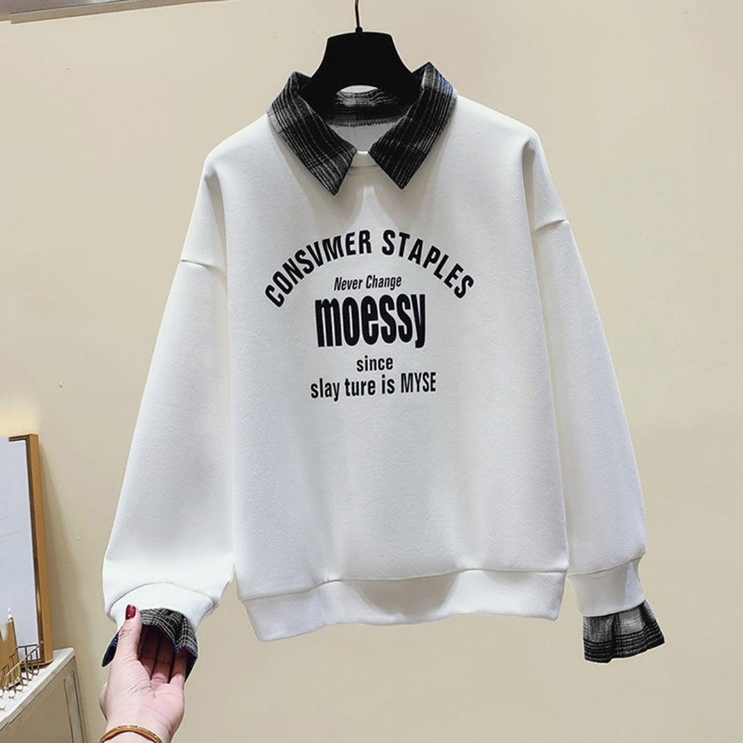 Fake Two-piece Long-sleeved Sweater Fashion Casual Temperament