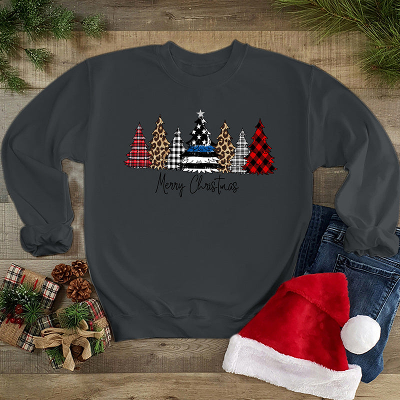 Round Neck Loose Long Sleeve Christmas Series Printing