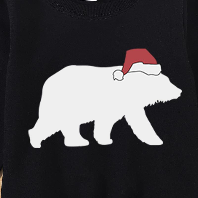 Bear Print Crewneck Long Sleeve Hoodie