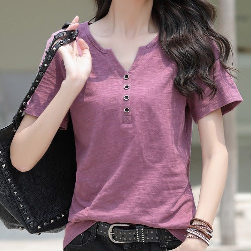 Women's Cotton Short-sleeved T-shirt Loose Bottoming Shirt