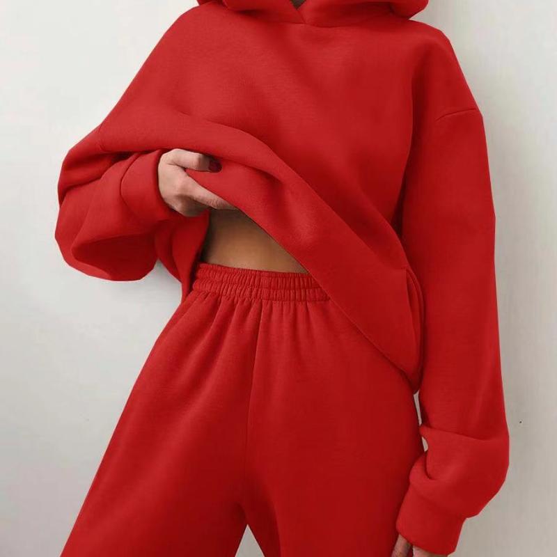 Women's Casual Hooded Sweater Two-piece Suit Hoodie