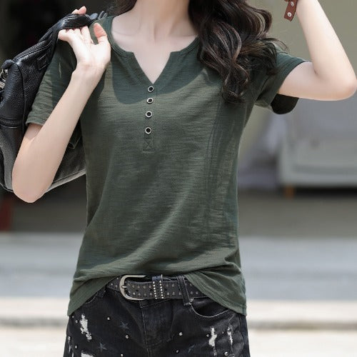 Women's Cotton Short-sleeved T-shirt Loose Bottoming Shirt