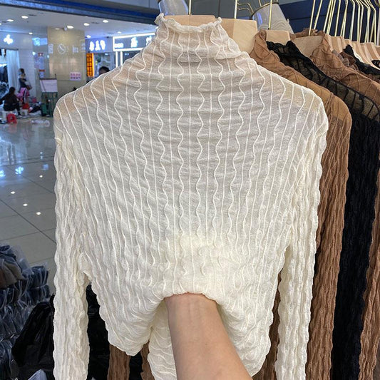 Half High Neck Lace Bottom Blouse