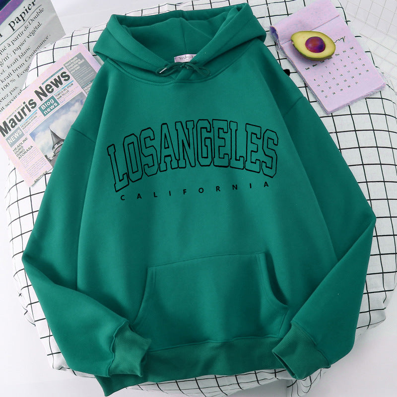 Men's And Women's Fashion Solid Color Letter Print Sports Hooded Sweatshirt