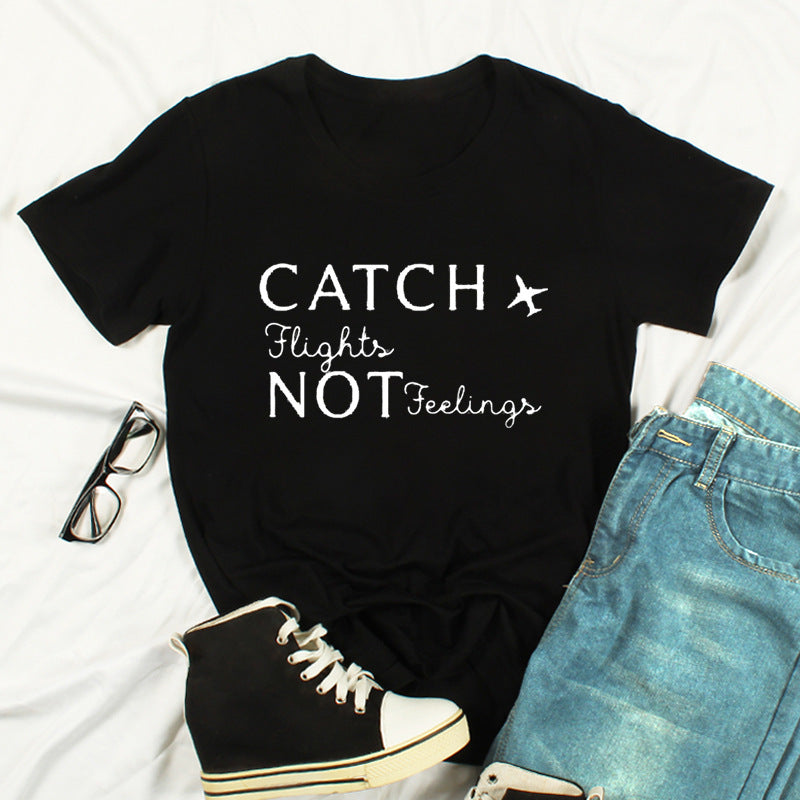 Letter Print Casual Short-sleeved T-shirt