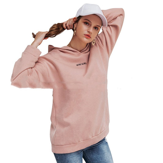 Ladies casual loose long sleeve hooded top