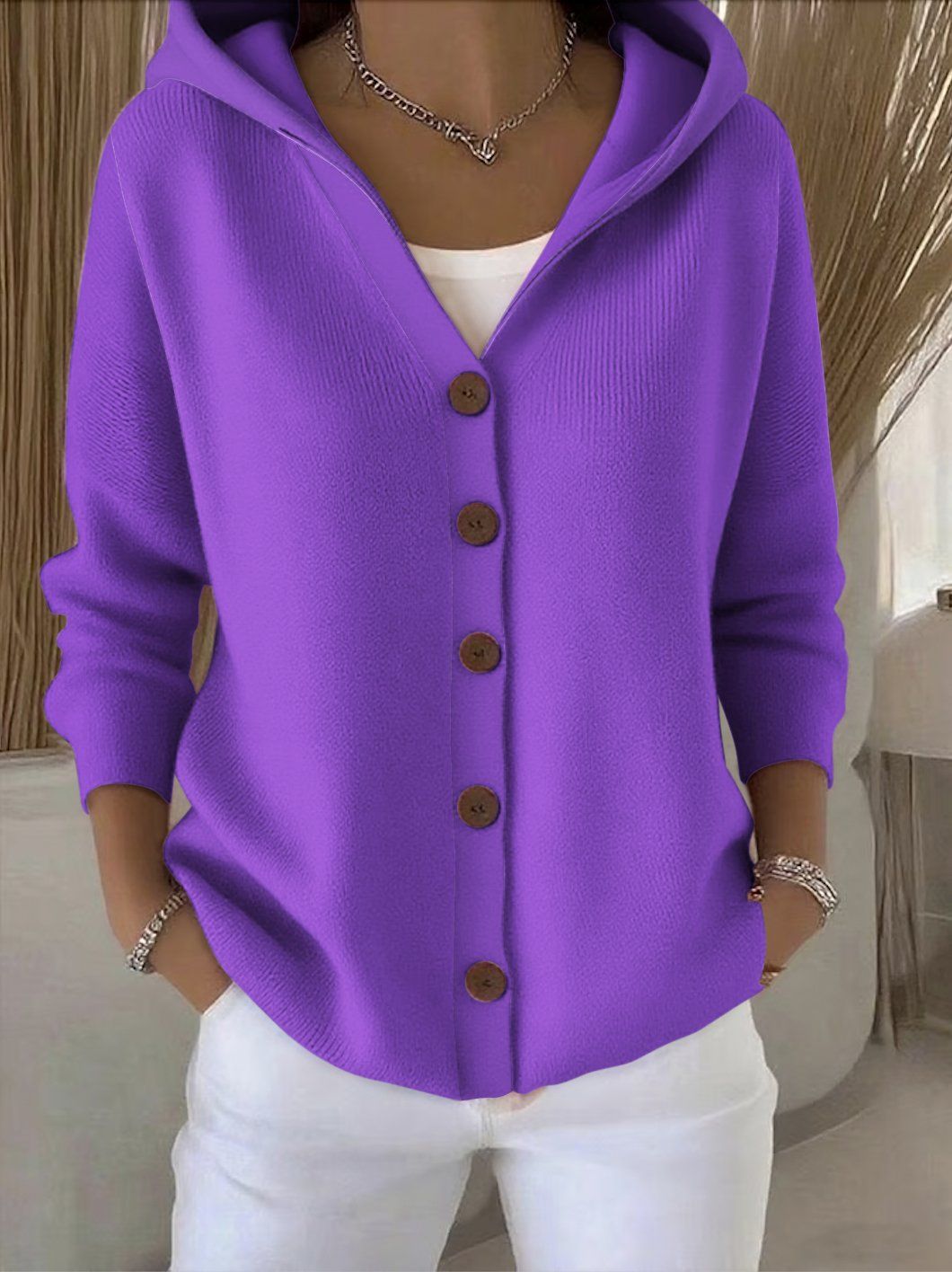Ins Button Hooded Sweater Fashion Autumn And Winter Knitted