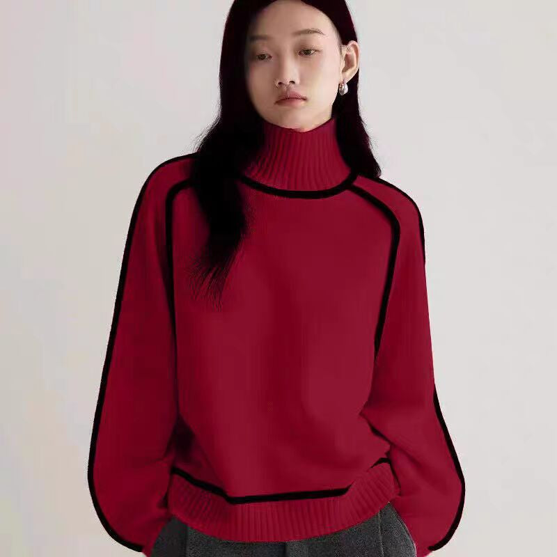Autumn And Winter Half Turtleneck Three-dimensional Sweater