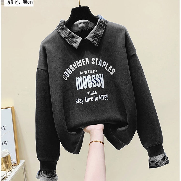 Fake Two-piece Long-sleeved Sweater Fashion Casual Temperament