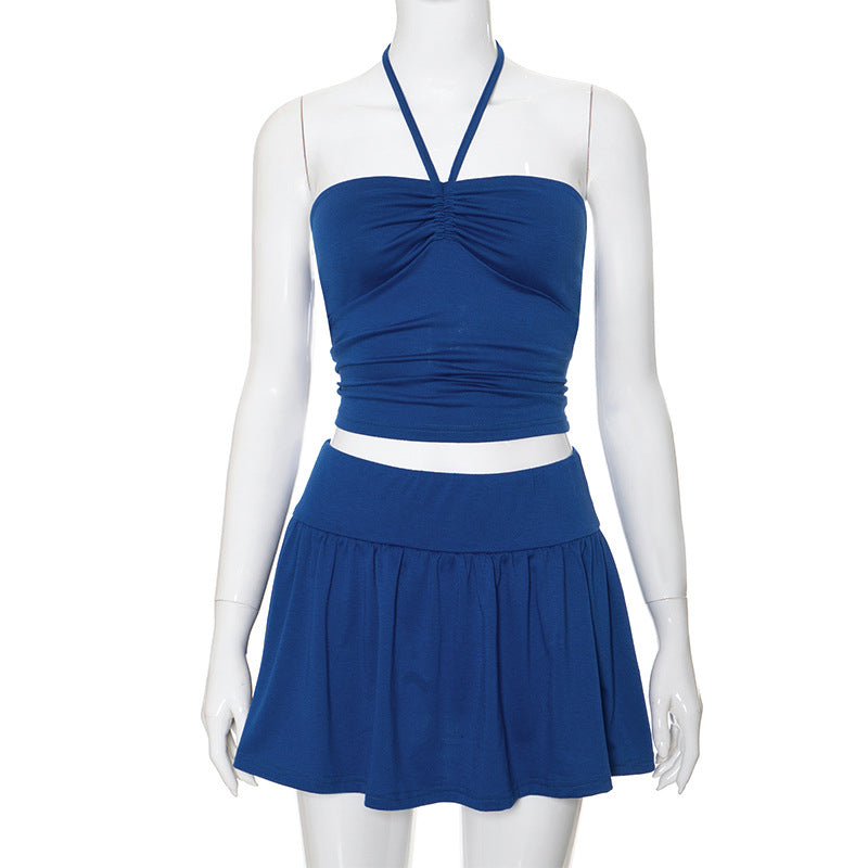 Women's Suits Summer Sleeveless Tube Top And Pleating Skirt