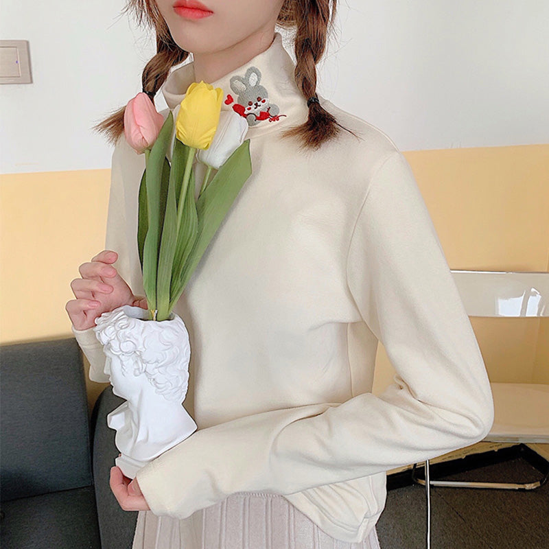 Women Warm And Velvet Long Sleeved T Shirt