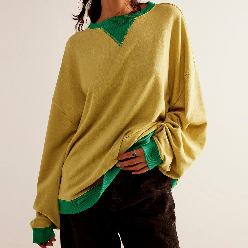 Fashion Color-matching Pullover Sweatshirt Street Casual