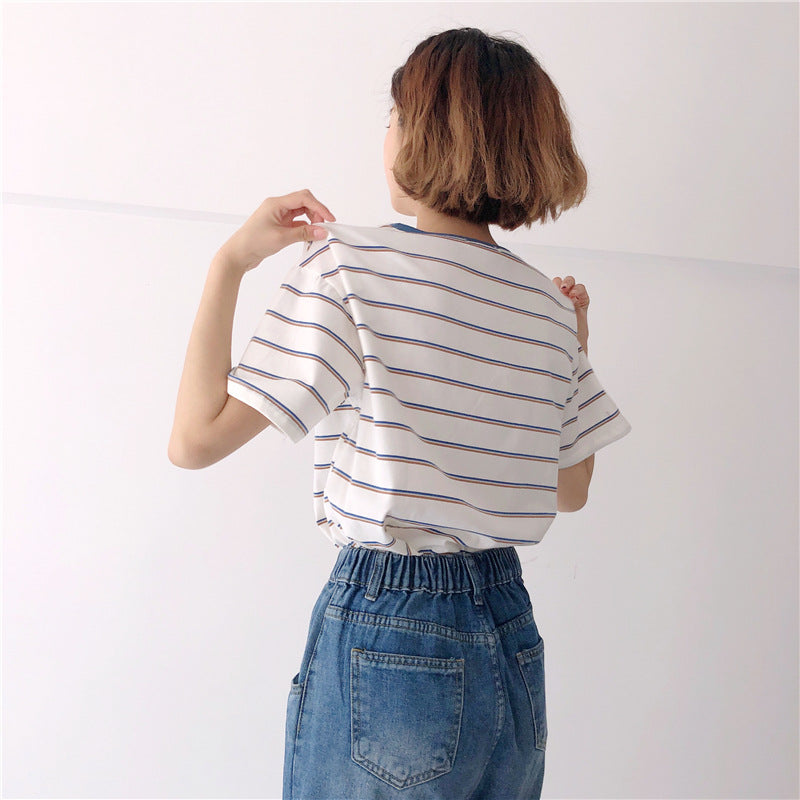 Women's striped short sleeve T-shirt women