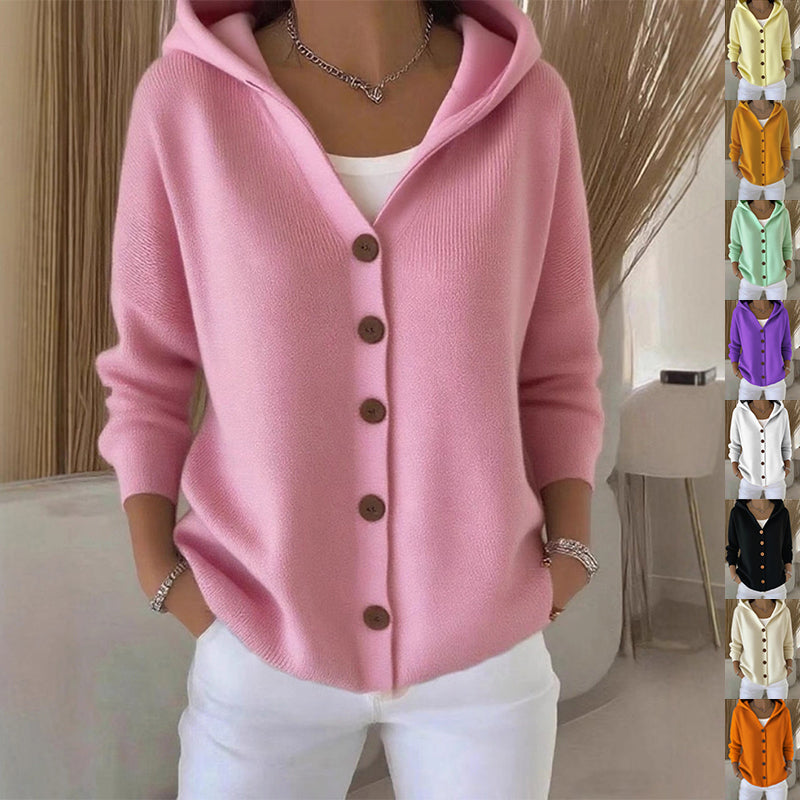 Ins Button Hooded Sweater Fashion Autumn And Winter Knitted