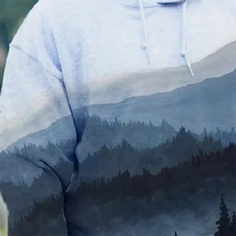 Landscape printed long sleeve Pullover Hoodie