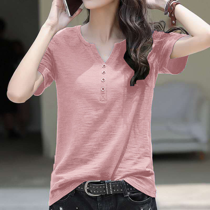 Women's Cotton Short-sleeved T-shirt Loose Bottoming Shirt