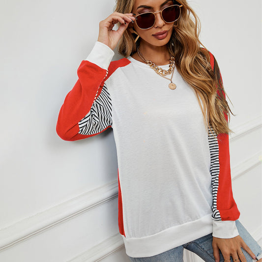 Women's Sweater Printing Stitching Slimming Thin  Section