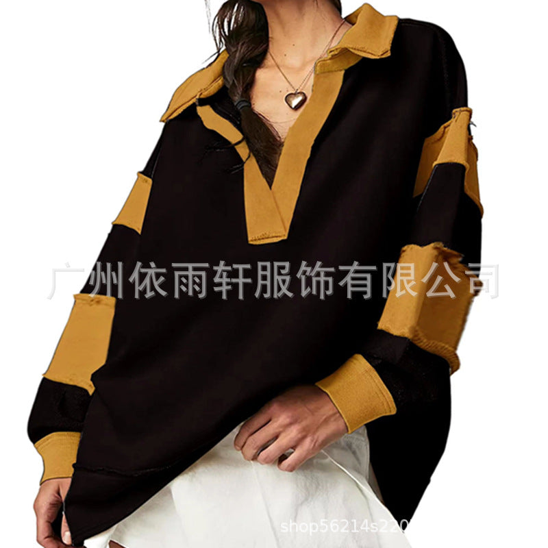 Loose V-neck Casual Long Sleeve Pullover Sweater